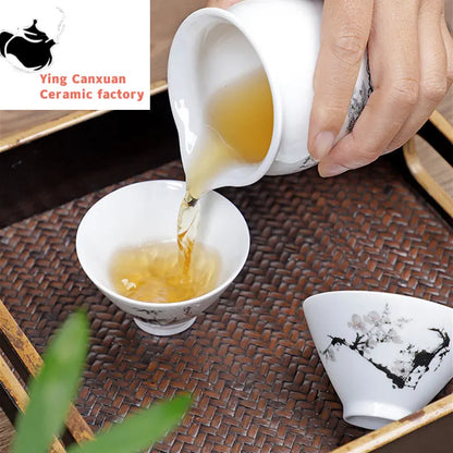 6pcs/set Jingdezhen White Porcelain Teacup Travel Portable Tea Cup Small Tea Bowl Boutique Ceramic Tea Set Household Drinkware