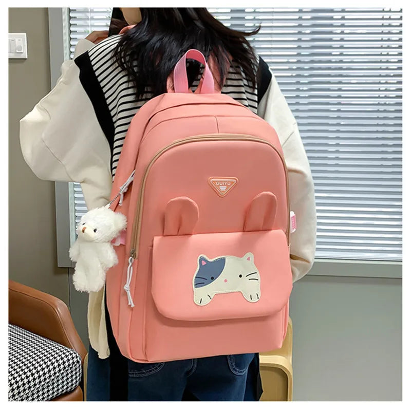 6pcs/set cute schoolbags for kids girls Primary Junior School Student Backpack Large Capacity School Backpack bookbag pencil bag