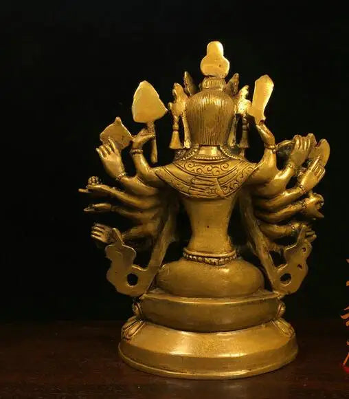 7.4" Old Tibet Tibetan Bronze Gilt 1000 Arms Avalokiteshvara of Goddess Statue