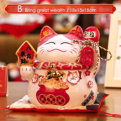 7.8 Inch Ceramic Maneki Neko Coin Bank Lucky Cat Daruma Money Box Home Decorative Ornament Fortune Cat