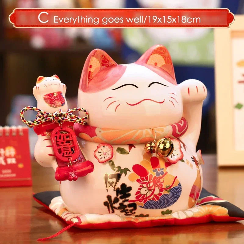 7.8 Inch Ceramic Maneki Neko Coin Bank Lucky Cat Daruma Money Box Home Decorative Ornament Fortune Cat