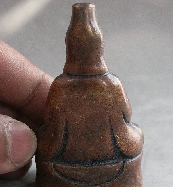 7 CM Chinese Bronze Kwan-yin Guan Yin Boddhisattva Goddess Buddha Statue
