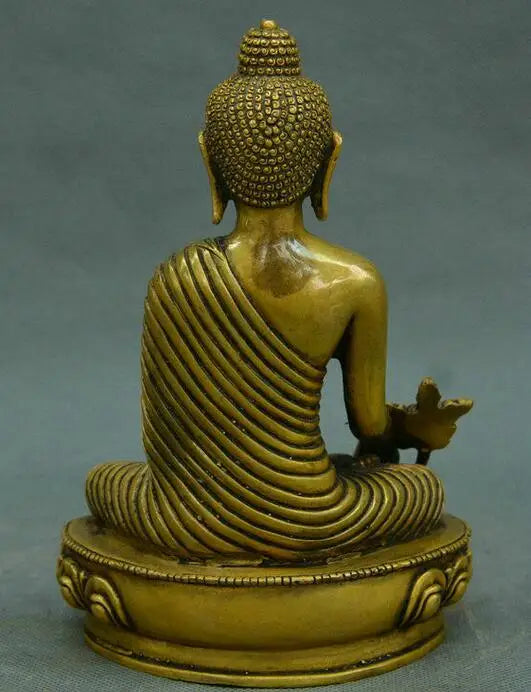 7" China Tibetan Buddhism Temple Bronze Menla Medicine Buddha medical God Statue