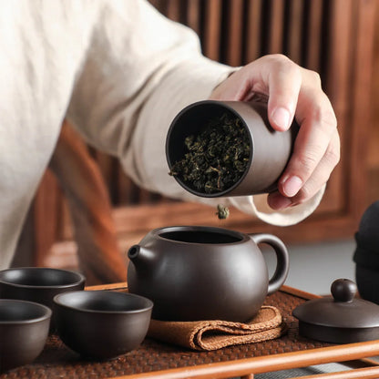 7 PC-Set Purple Clay Travel Tea Set One Teapot Four Cups Car Make Tea Pot Teaware WithTea Tins Portable Kung Fu Tea Set For Gift