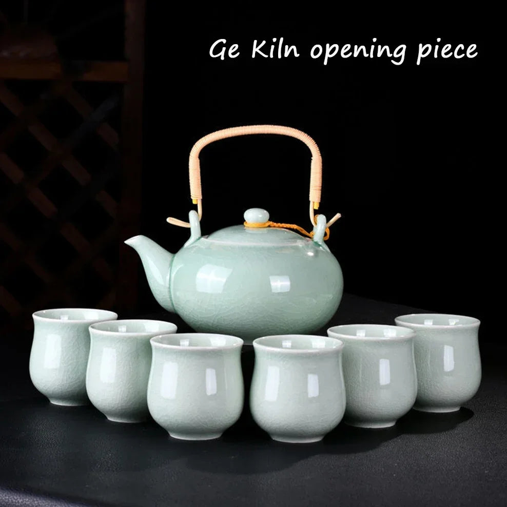 7 PCS/Set Ceramic Tea Set 700ML Kiln Change Color Teapot With Handle 150ML Tea Cup Health Ceramics Tea Pot