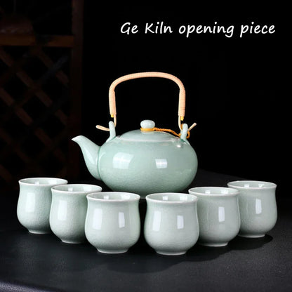 7 PCS/Set Ceramic Tea Set 700ML Kiln Change Color Teapot With Handle 150ML Tea Cup Health Ceramics Tea Pot
