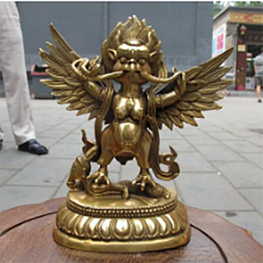 7"Tibet Tibetan Refined Pure Brass Garuda Bird God Tantric Buddha Statue statues garden decoration