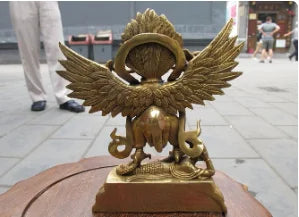 7"Tibet Tibetan Refined Pure Brass Garuda Bird God Tantric Buddha Statue statues garden decoration