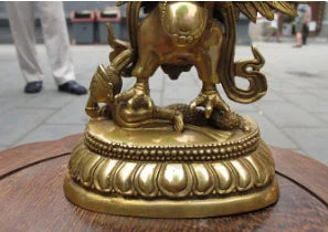 7"Tibet Tibetan Refined Pure Brass Garuda Bird God Tantric Buddha Statue statues garden decoration