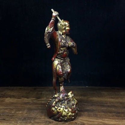 7"Tibetan Temple Collection Old Bronze Kuixing point fight statue Symbol Scholar Kuixing Point Fight Worship Hall