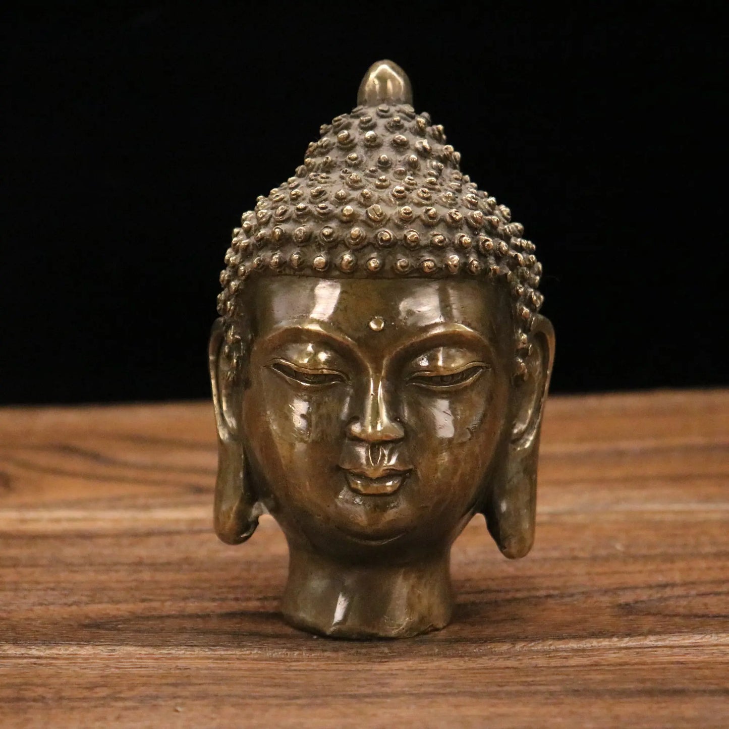 7"Tibetan Temple Collection Old Bronze Shakyamuni Buddha Head  Worship Hall Amulet Dharma Town House