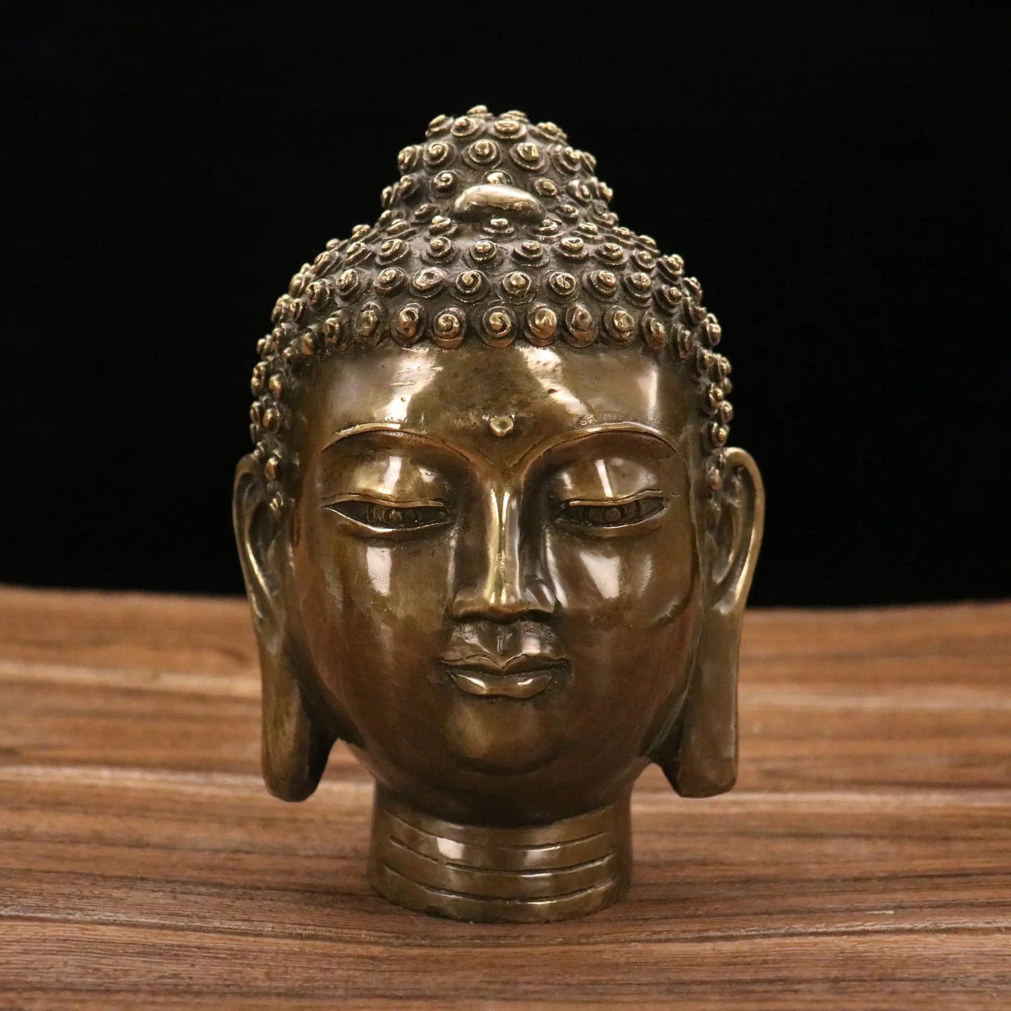 7"Tibetan Temple Collection Old Bronze Shakyamuni Buddha Head  Worship Hall Amulet Dharma Town House