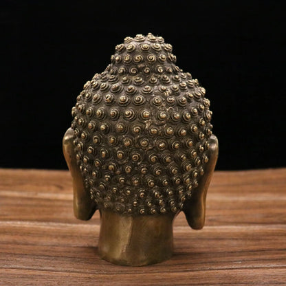 7"Tibetan Temple Collection Old Bronze Shakyamuni Buddha Head  Worship Hall Amulet Dharma Town House