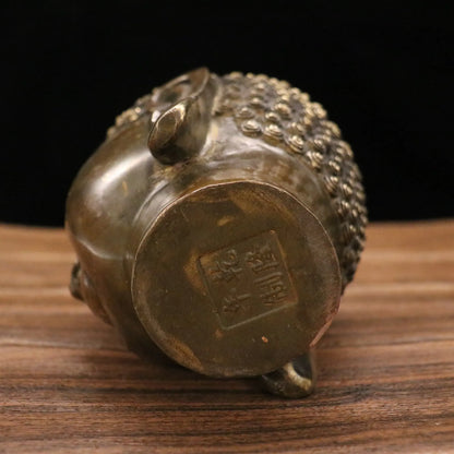 7"Tibetan Temple Collection Old Bronze Shakyamuni Buddha Head  Worship Hall Amulet Dharma Town House