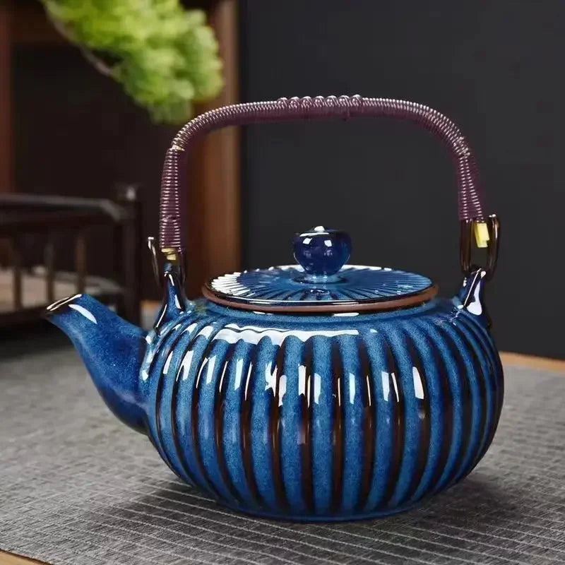 700ML Ceramic Teapot Home Handle Pot Tea Room Accessories Kiln Change Tea Pot For Tea Brewing In Mug Beauty Health Tea Set