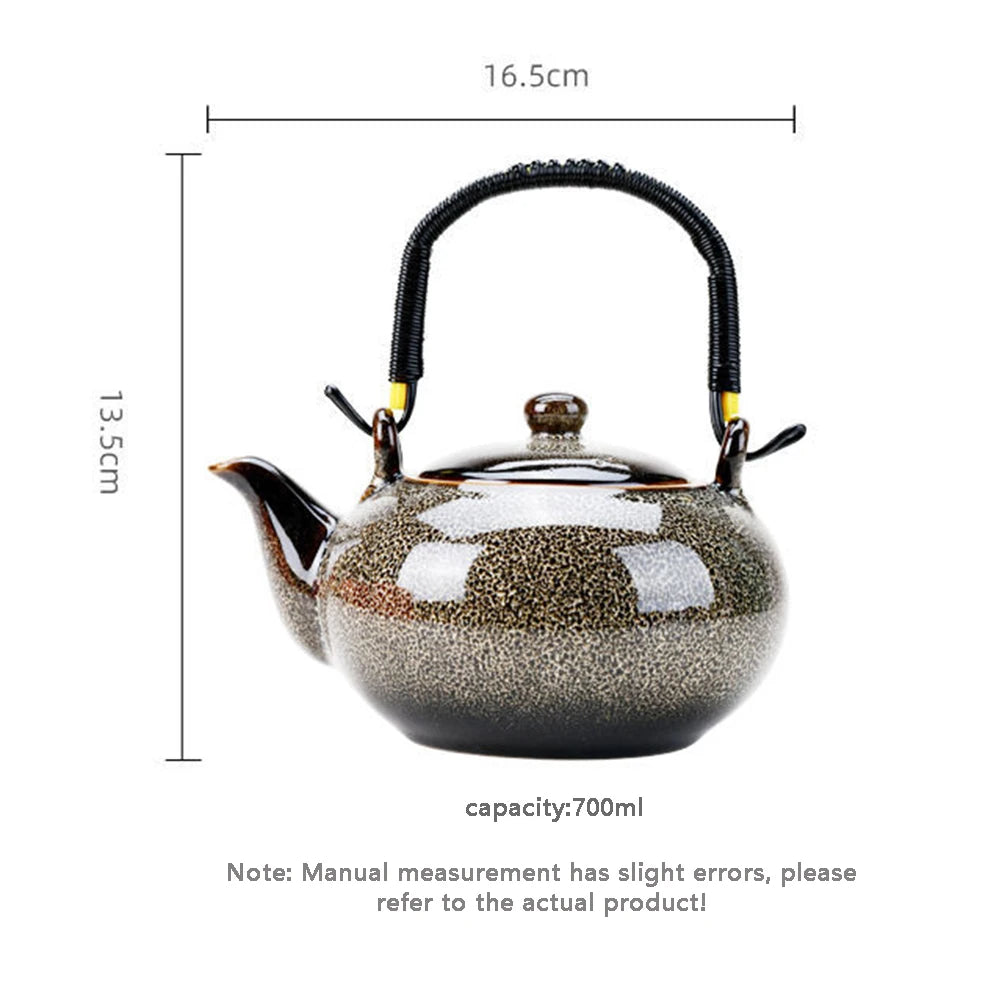 700ML Ceramic Teapot Home Handle Pot Tea Room Accessories Kiln Change Tea Pot For Tea Brewing In Mug Beauty Health Tea Set