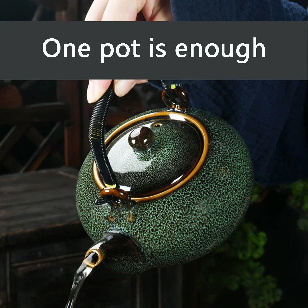 700ML Ceramic Teapot Home Handle Pot Tea Room Accessories Kiln Change Tea Pot For Tea Brewing In Mug Beauty Health Tea Set