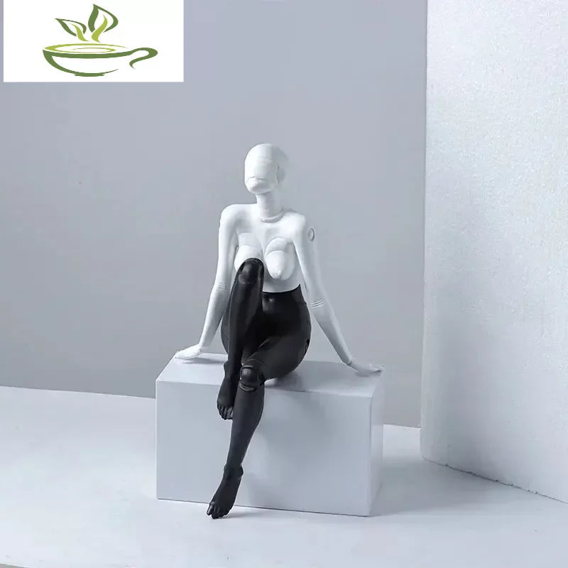 Nordic Resin Abstract Fashion Girls Sculpture Ornaments Miniature Angel Statues Home Decoration Accessories for Girlfriend Gifts