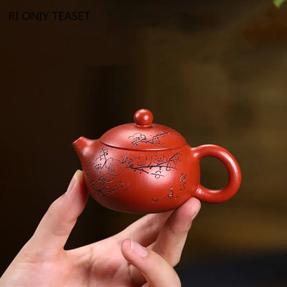 70ml Chinese Yixing Purple Clay Teapots Handmade Plum Blossom Xishi Tea Pot Raw Ore Dahongpao Mud Kettle High-end Zisha Tea Set