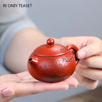 70ml Chinese Yixing Purple Clay Teapots Handmade Plum Blossom Xishi Tea Pot Raw Ore Dahongpao Mud Kettle High-end Zisha Tea Set