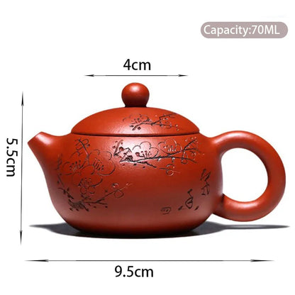 70ml Chinese Yixing Purple Clay Teapots Handmade Plum Blossom Xishi Tea Pot Raw Ore Dahongpao Mud Kettle High-end Zisha Tea Set