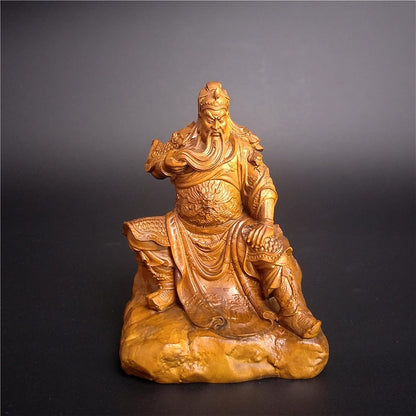 GaYouny Buddha Statue 10CM Wood Guangong Sculpture Dynasty Guan Yu Buddha Statue Craft Home Decoration Figure Wood Dminiature (Size : 10cm)