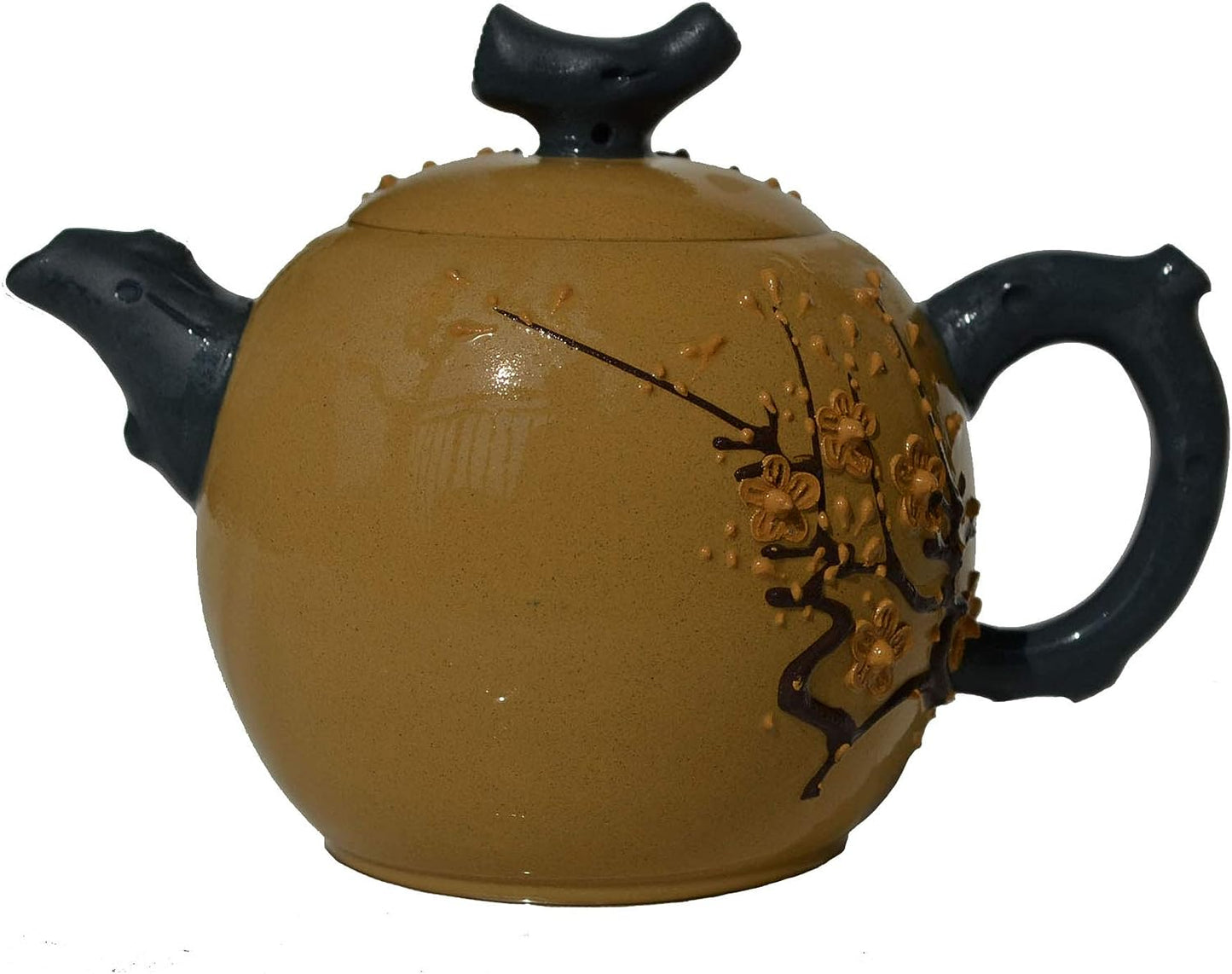 Tea pot 9.5oz Chinese Yixing Clay Dragon Genuine Zisha Tea Infuser for Loose Tea Kettle (Black) (Yellow)