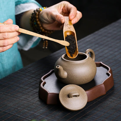 Chinese Yixing Zisha Clay Teapot Handmade Ruyi Tea Pot Gray Spherical Filter for Loose Tea