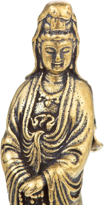 Little Copper Guan Yin Statue - Handmade for Meditating Zen Decor, Small Quan Yin Figurine, Baby Kwan Yin