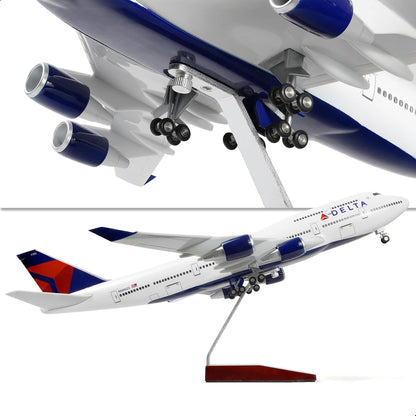 747 1/160 Large Scale Airplane Model -17 inches (Long) for Boeing 747 Prebuilt Airplane Model for Adult Plane 747 with Stand for Aviation Enthusiasts Gifts or Display Decorations