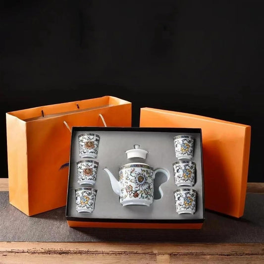 Afternoon Tea Set Chinese Kung Fu Tea Set Porcelain Teapot Tea Ware Tea Ceremony Tea Services Ceramic Tea Bowl Gifts Portable Travel Tea Cup Tea Set For Adults (Color : A)