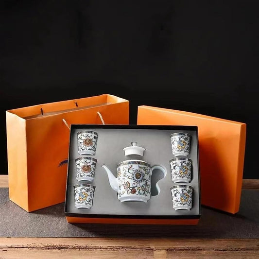Afternoon Tea Set Chinese Kung Fu Tea Set Porcelain Teapot Tea Ware Tea Ceremony Tea Services Ceramic Tea Bowl Gifts Portable Travel Tea Cup Tea Set For Adults (Color : A)