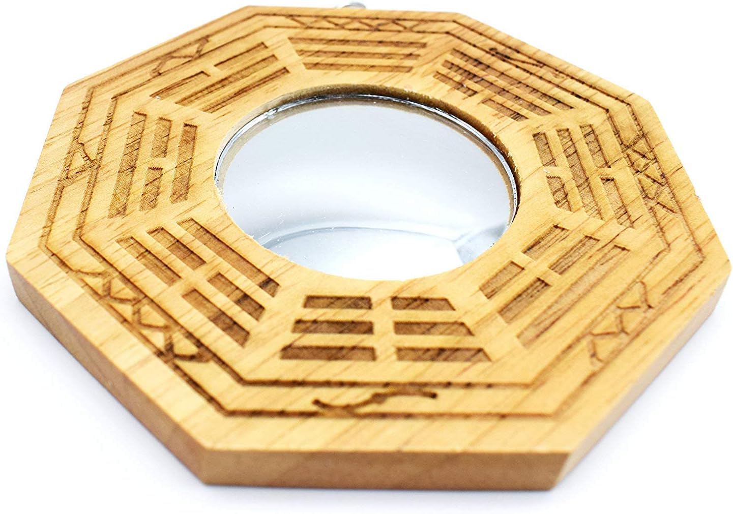 Feng Shui Wood Chinese Bagua Mirror 4 Inch (Convex)