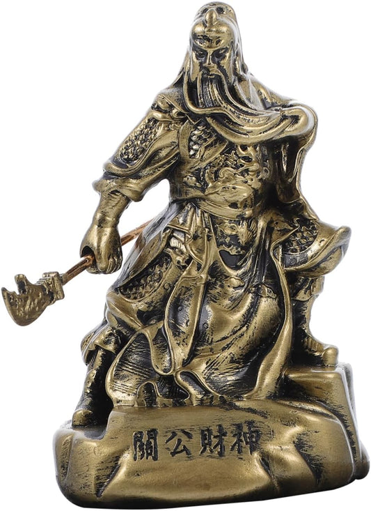 NOLITOY 4 Pcs Ornaments Guan Yu Statues Guan Yu God of War Statue Brass Guan Yu Statue Chinese Fengshui Collection Figurines Brass Warriors Sculpture Synthetic Resin Chinese Style Table