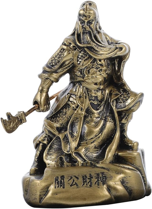 NOLITOY 4 Pcs Ornaments Guan Yu Statues Guan Yu God of War Statue Brass Guan Yu Statue Chinese Fengshui Collection Figurines Brass Warriors Sculpture Synthetic Resin Chinese Style Table