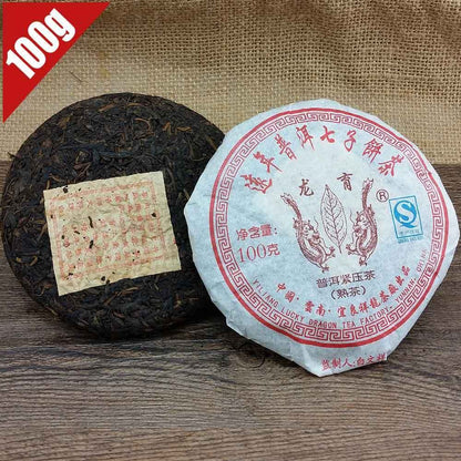 Aged Aroma Mellow Taste Long Yu Ripe Pu-erh Tea 100g Yunnan Pu-erh Tea Cake (100g*3 pcs)