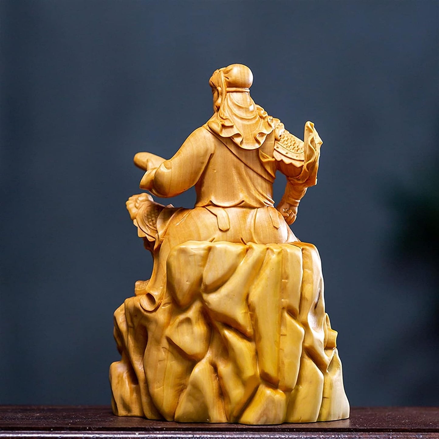 WJCRYPD Buddha Wood Statue Figure Buddha Statue Boxwood Sculpture Wooden Carving Guan Yu Home Decoration Mini Ornaments Buddha Statue SurongL