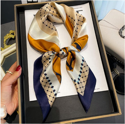 RAN Winter Warm Scarfs Silk Scarf for Women 27.6" Square Hair Wrapping, Fashion Printing Satin Headscarf Handbag Hat Decoration