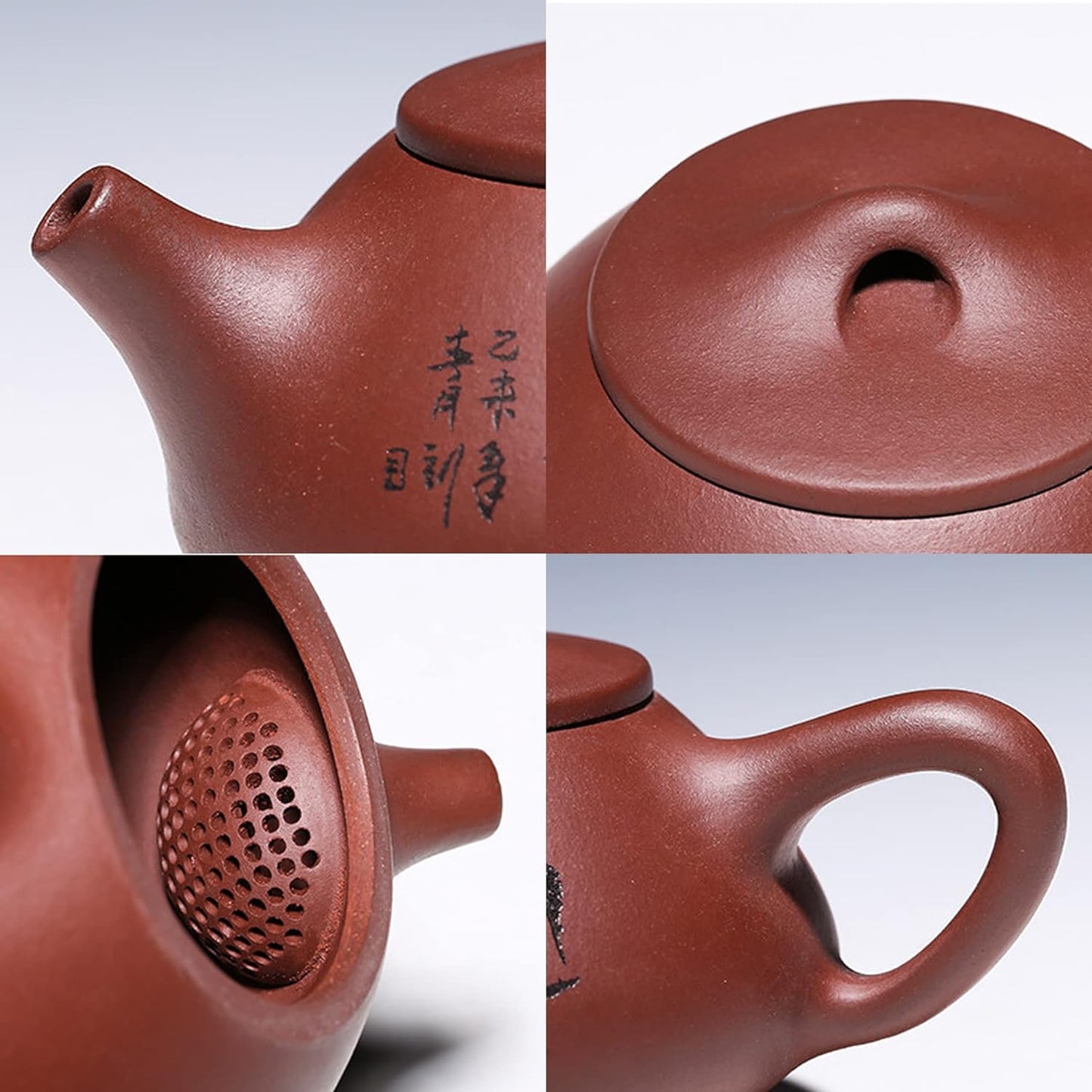 fanquare Large Yixing Zisha Clay Teapot, Chinese Trational Jing Zhou Shi Piao Pot with Lotus Seedpod, Bird, 9.5oz