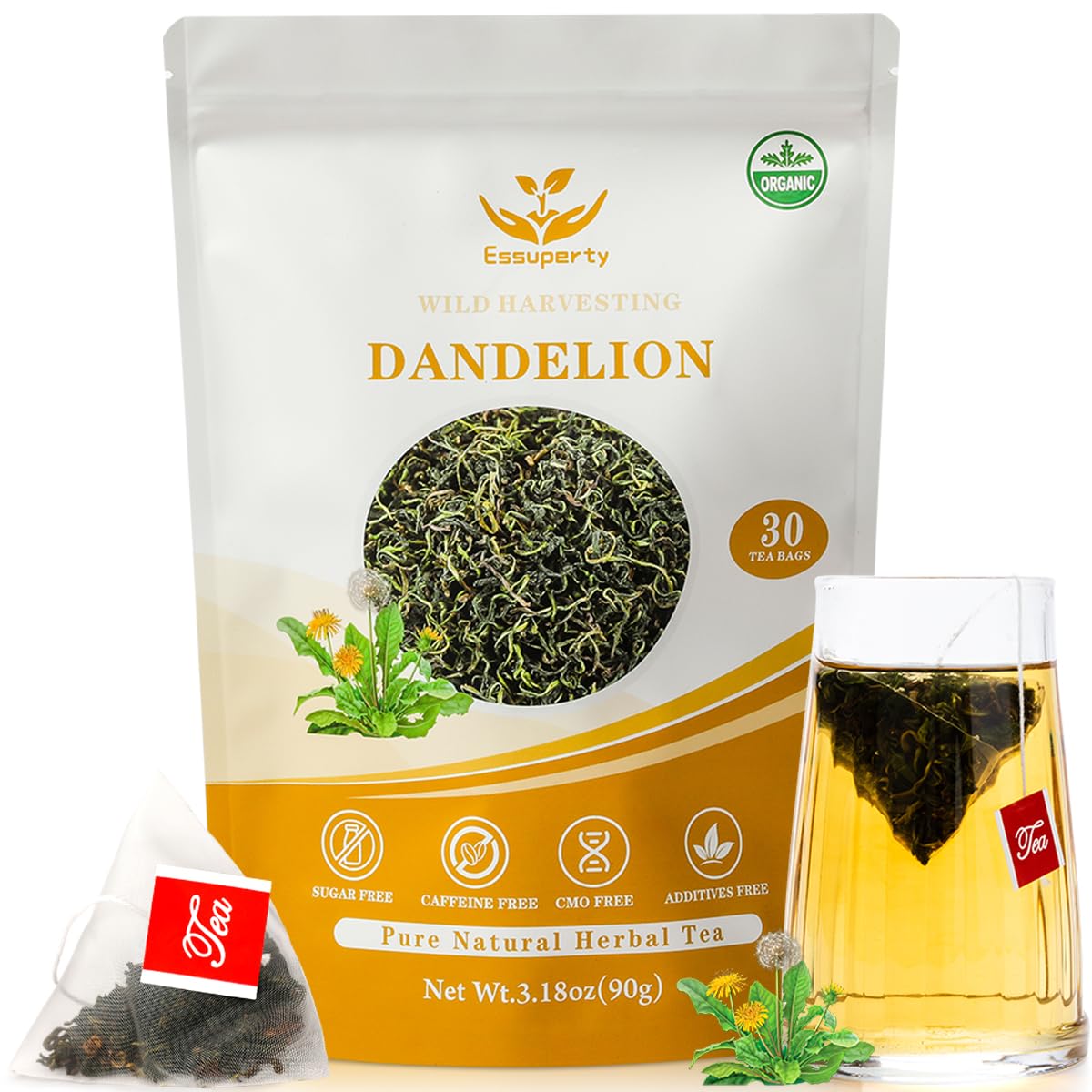 Essuperty- Rose Pu 'er Tea, Rose Puerh Tea Bags, Eco-Conscious Tea Bags, Caffeinated, All Natural Ingredients