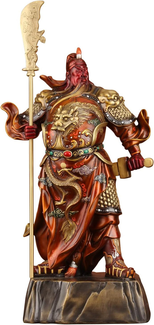 Guan Yu Statue, Guan Gong Statue, Kwan Kung, Kuan Gong Statue - God of Wealth God of Fortune- Copper Guan Yu Figurines,Bronze Guan Gong Sculpture - Guan Di Statue-Guan Yun Chang-Best Feng Shui Gifts