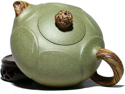 Tea Kettle Stovetop Chinese Teapot Zisha Teapot Handmade Lotus Shaped Teapot Office Tea Set Ceramic Flower Teapot Kettle (A 330ml)
