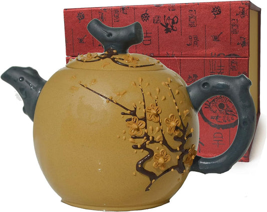 Yxhupot Teapot 12.5oz Chinese Yixing Clay Dragon Egg Zisha Plum Blossom pot