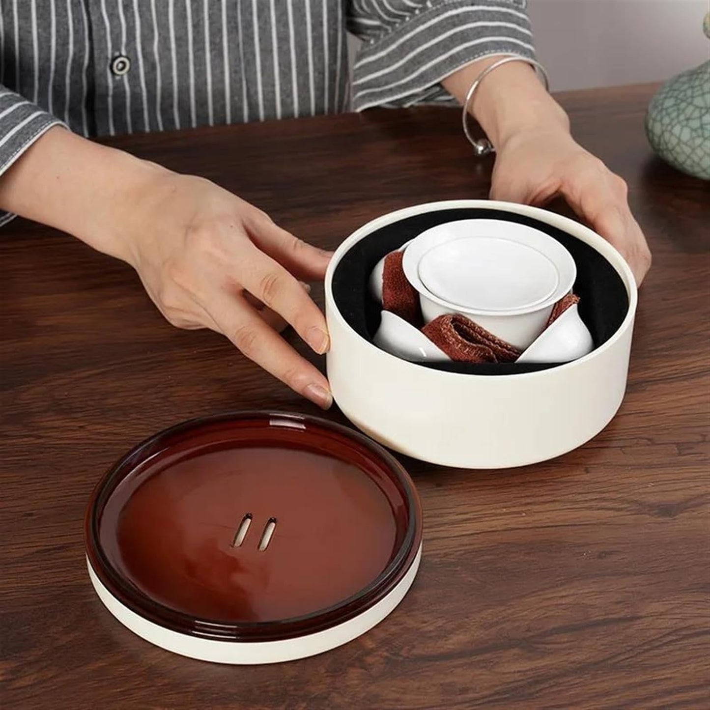 Afternoon Tea Set Travel Tea Set Kung Fu Tea Tray Portable Tea Set For Adults (Color : B)