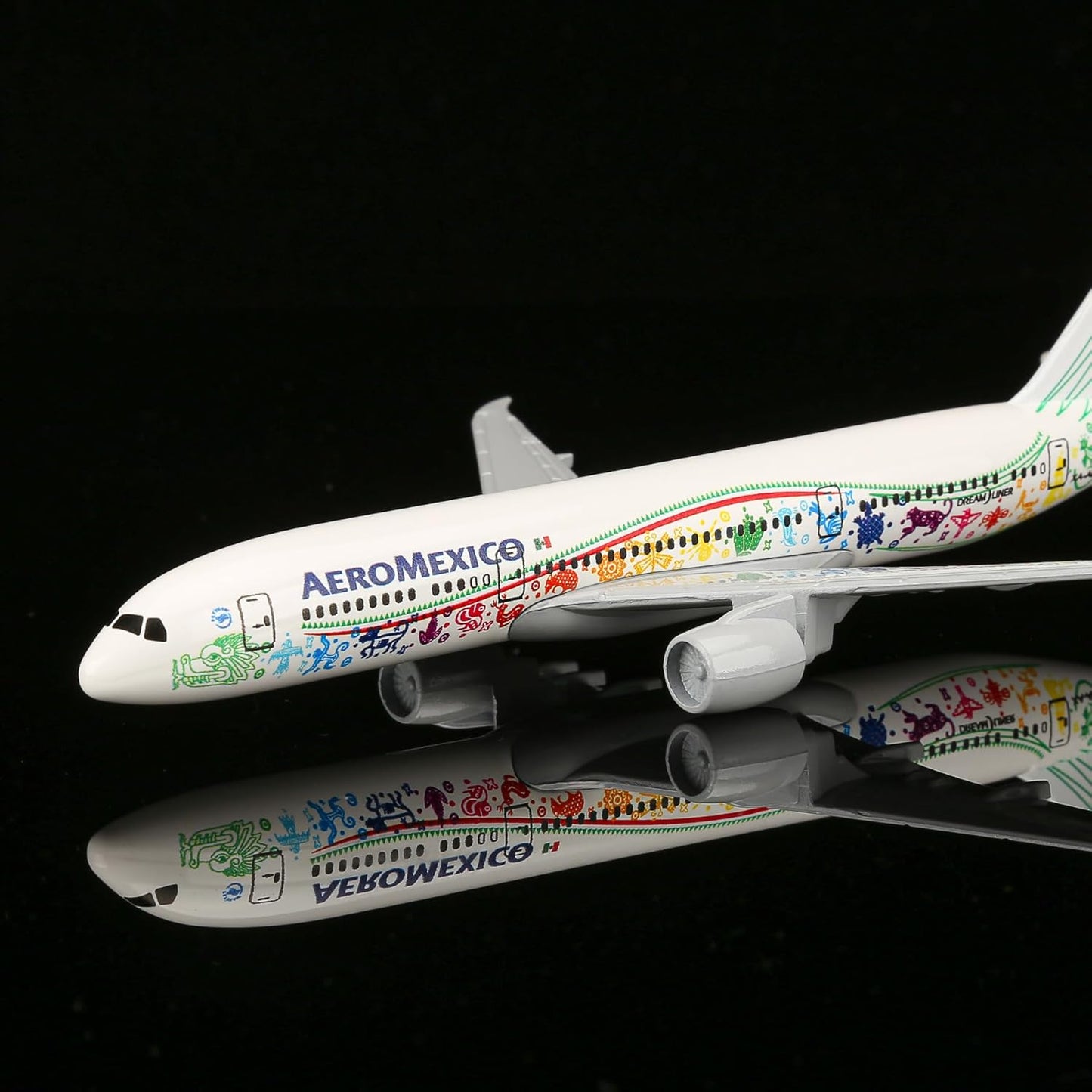 24-Hours 1:400 MEX Feathered Snake Painting 787 16cm Alloy Airplane Model for Display or Collection