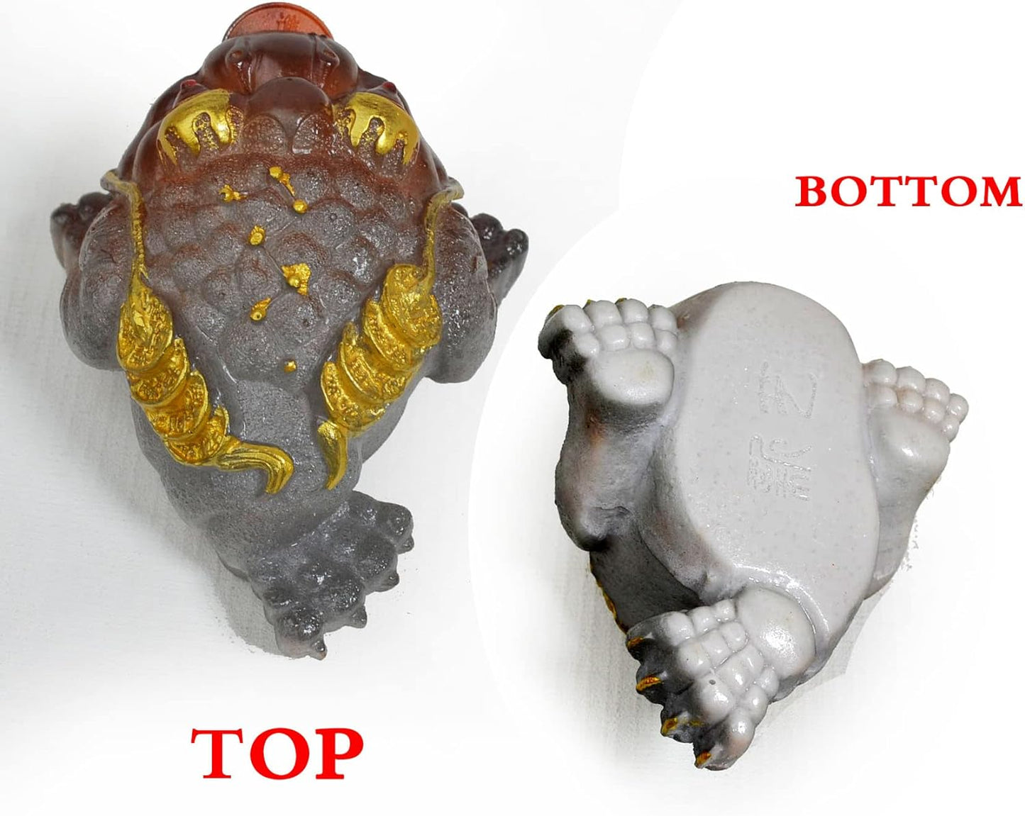 Toad Changing Color Resin Decoration KungFu Tea Tray Prosperity Good Luck (Red)