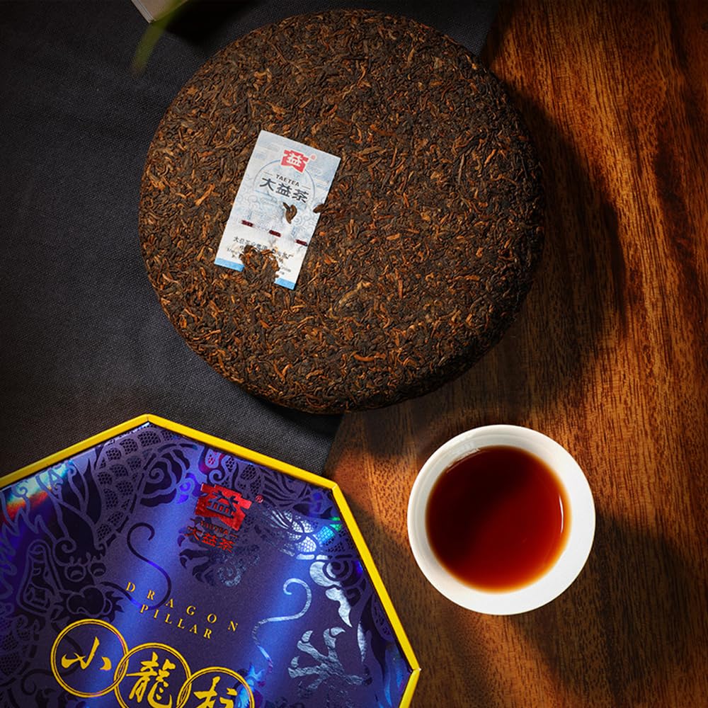 TAETEA Ripe PU'ER Tea, Aged Fermented “Xiao Long Zhu” Puerh Pu erh Tea Cake Black Tea for Daily Drink and Gift (357g/12.59oz)