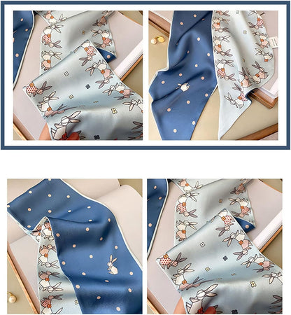 RAN Winter Warm Scarfs Summer Long Silk Scarf, Women's Multifunctional Polyester Hairband, Animal Print Small Neck Scarf, 59.1" x 5.9"