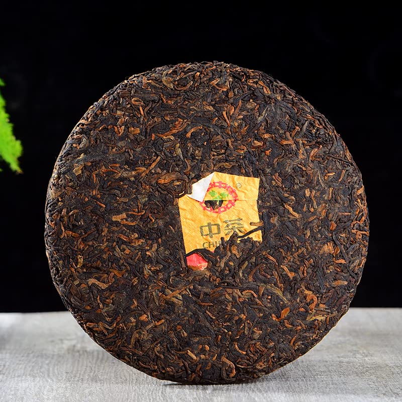 中粮集团普洱茶熟茶臻品黄印200g (7oz) Classic Raw Pu-erh Tea, Aged Fermented Puerh Tea Cake, Chinese Sheng Pu'er Tea Black Tea