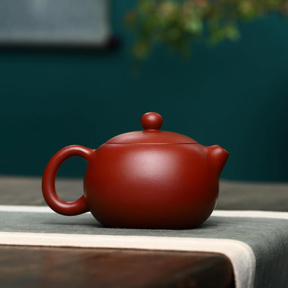 SILINE Fine Yixing Clay Teapot Series,Chinese Genuine Handmade Tea Pot 7.8 Oz with Filter,Infuse Brew Kungfu Tea Maker (Xishi Set,Yixing Zhuni Red Clay)